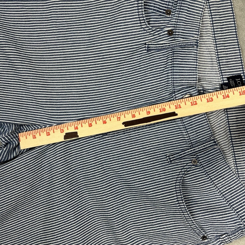 J. Crew Factory Navy Blue White Pin Striped High Rise Crop Flare Jeans Women 34 - Picture 6 of 8